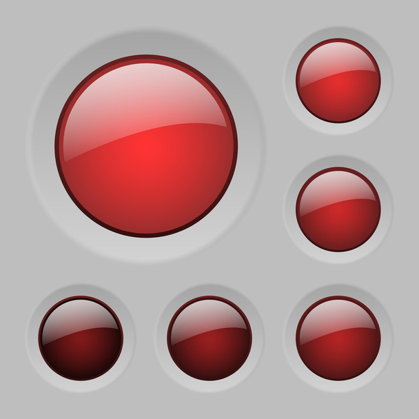 vector red glass buttons - Vektor, kép