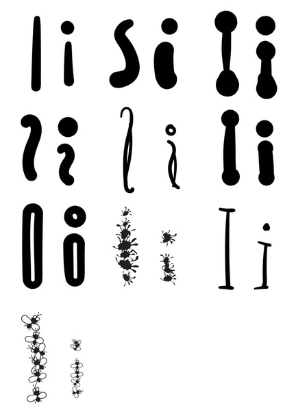 Set on farklı harflerin ı vektör - Vektör, Görsel