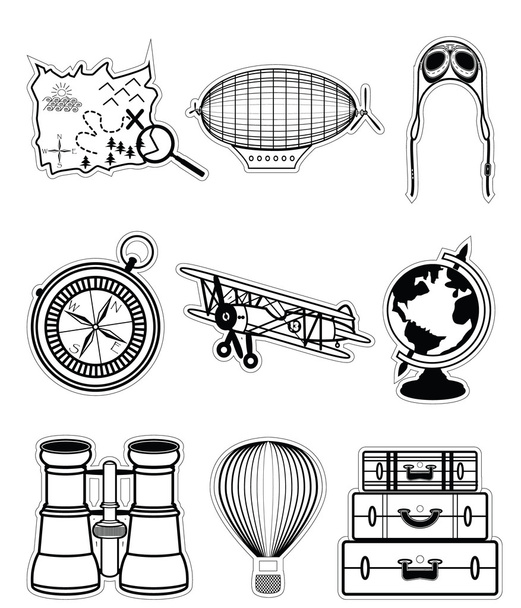 Componentes de viaje vintage en estilo stickers
 - Vector, Imagen