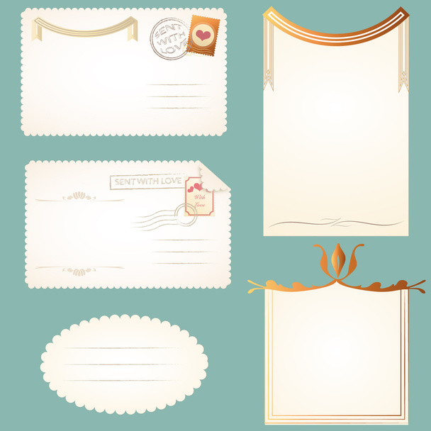 vintage postcards cards notes backgrounds frames with place for your text - Vector, Image