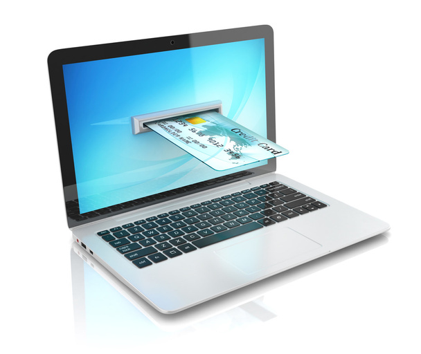 e-commerce, online shopping - laptop and credit card - Fotó, kép