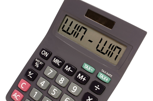 stará Kalkulačka na bílém pozadí, které zobrazuje text "win win" v za - Fotografie, Obrázek