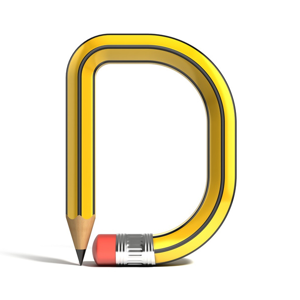 pencil 3d font letter D - Фото, зображення