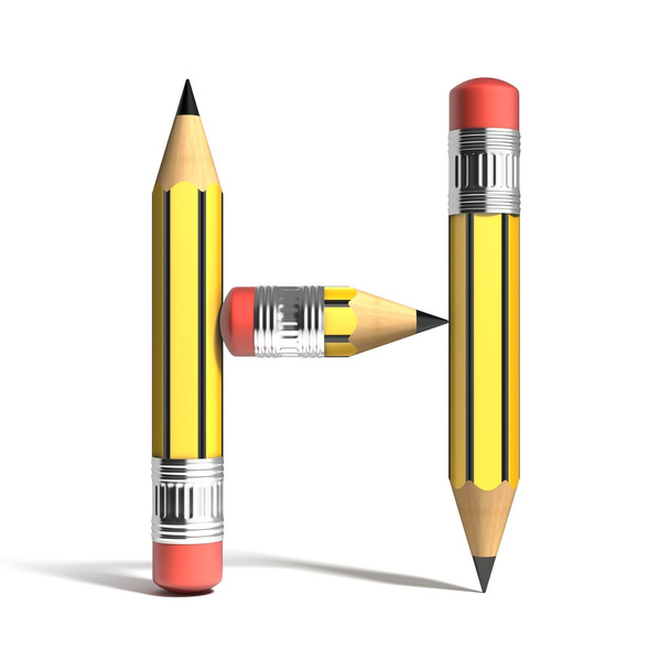 pencil 3d font letter H - Fotografie, Obrázek