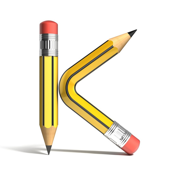 pencil 3d font letter K - Фото, зображення