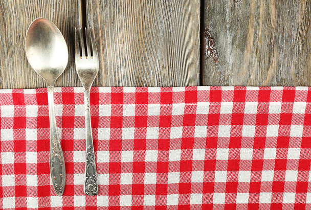napkin with spoon and fork - Φωτογραφία, εικόνα
