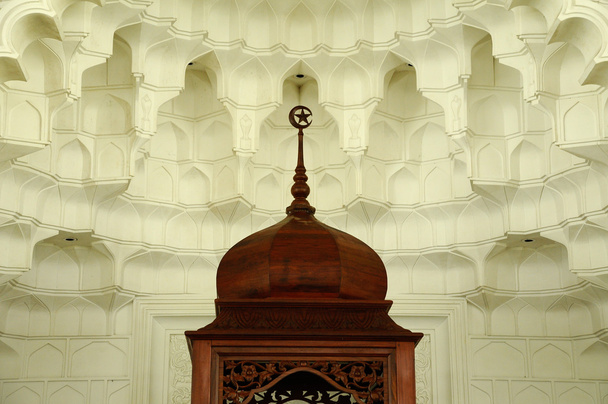 Muqarnas and wooden crescent at Sultan Ismail Airport Mosque - Senai Airport - Photo, Image