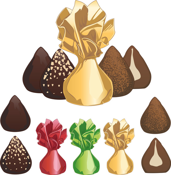 Truffel chocolade snoepjes - Vector, afbeelding