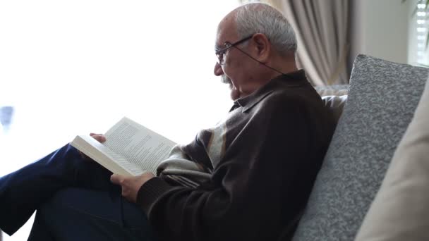 Senior Man Reading Book - Footage, Video