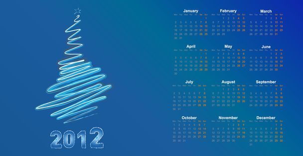 Kalender für das neue Jahr 2012 - Vektor, Bild