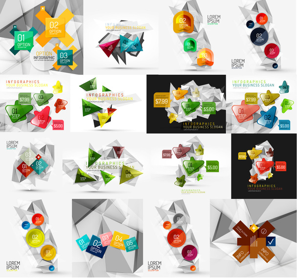 Set di modelli di banner infografici per opzioni di design leggero e cartaceo
 - Vettoriali, immagini