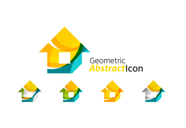 一連の抽象的な幾何学的な会社のロゴの家、家、建物 - ベクター画像