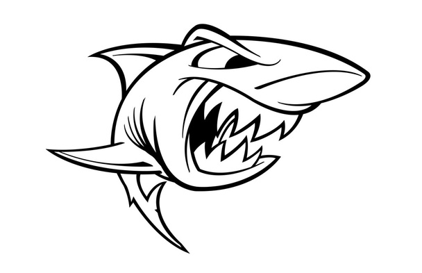mascote de tubarão selvagem
 - Vetor, Imagem