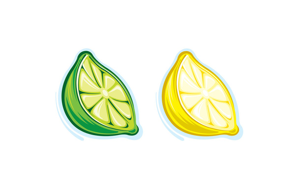 Limon ve kireç dilim - Vektör, Görsel