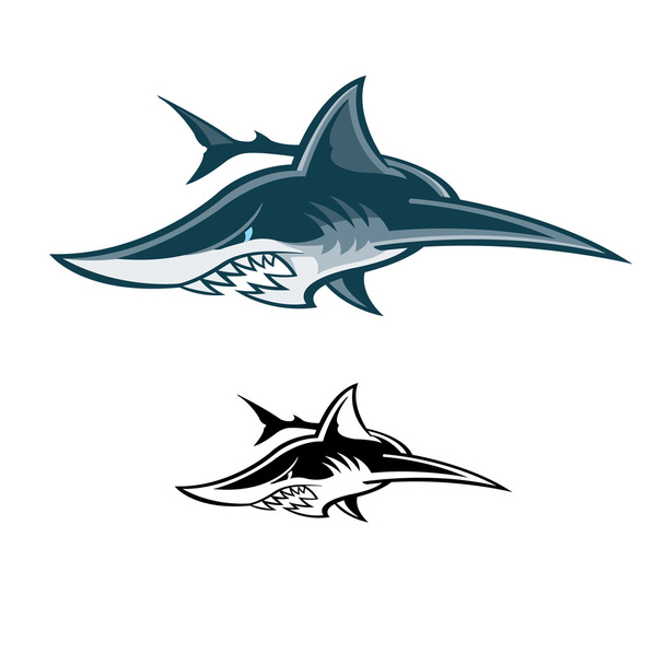 vahşi köpek balığı maskot - Vektör, Görsel