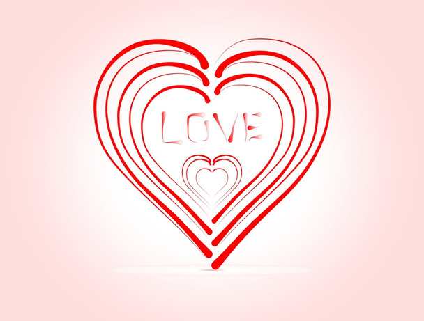 Μικρές καρδιές σε ένα μεγάλο με την επιγραφή αγάπη - Διάνυσμα, εικόνα