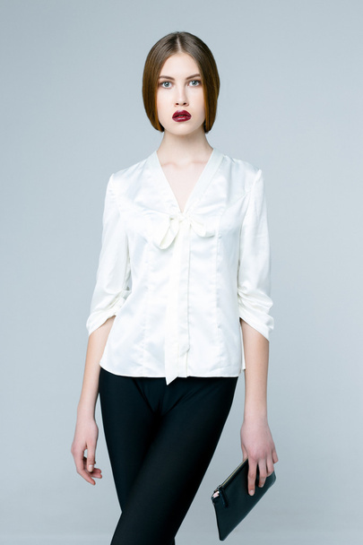 Beautiful woman in white blouse - Photo, Image