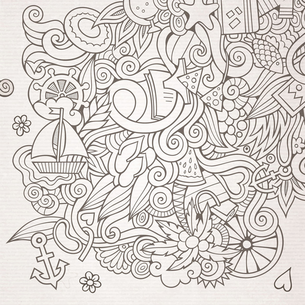 Doodles abstract decorative summer sketch background - Vector, Image