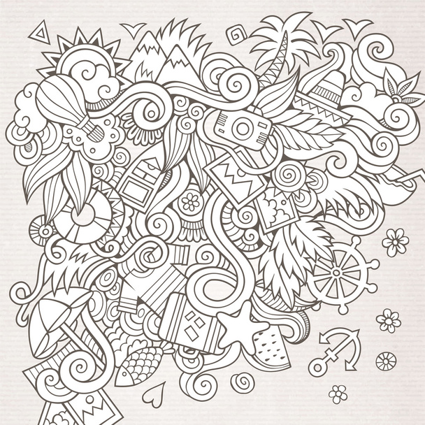 Doodles abstrakte dekorative Sommer Skizze Hintergrund - Vektor, Bild