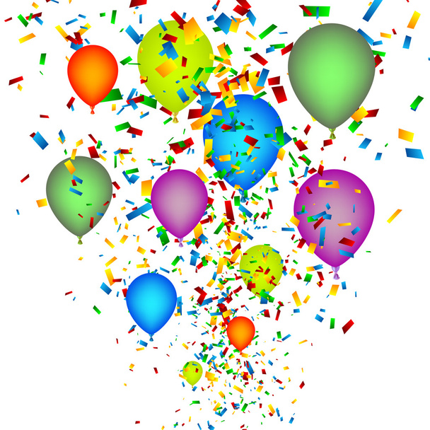 Confetti con globos de fondo
 - Vector, Imagen