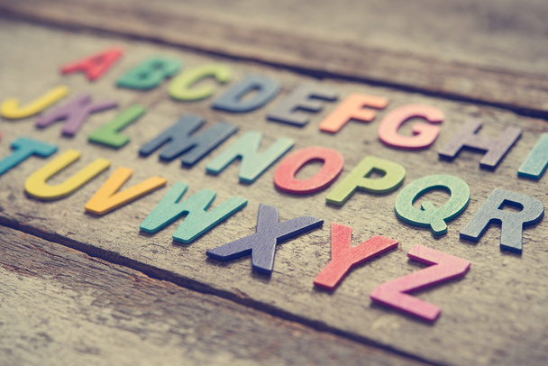 Colorful wooden English alphabets - Foto, afbeelding