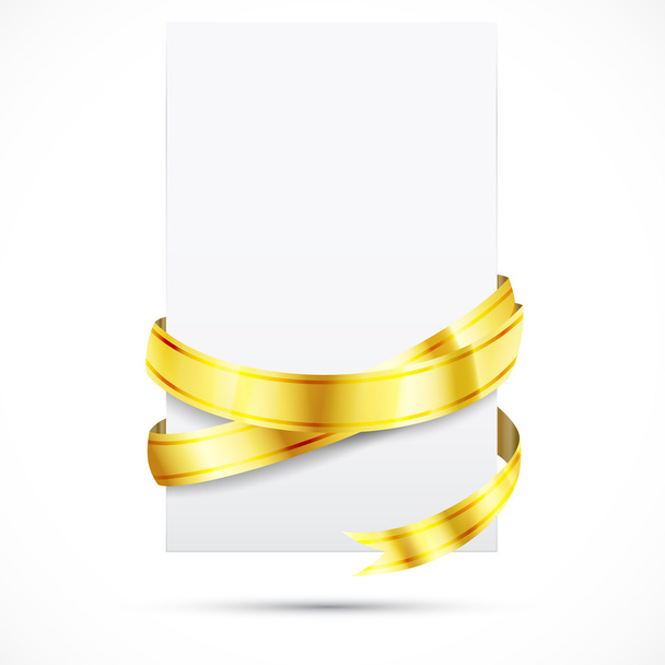 Blank paper with shine gold ribbon - Вектор, зображення