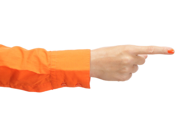 Main féminine en chemise orange
 - Photo, image