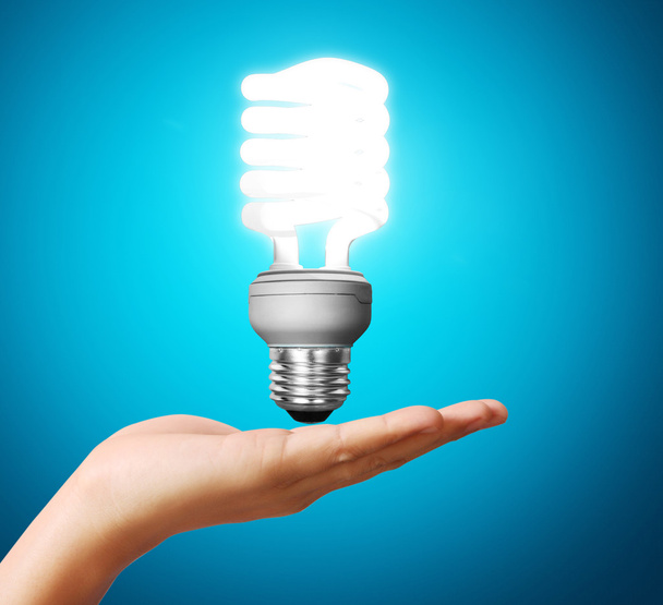 light bulb idea in the hand - Foto, Imagen