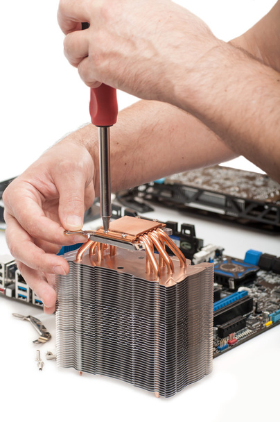 Man repair cooler for computer - Photo, Image