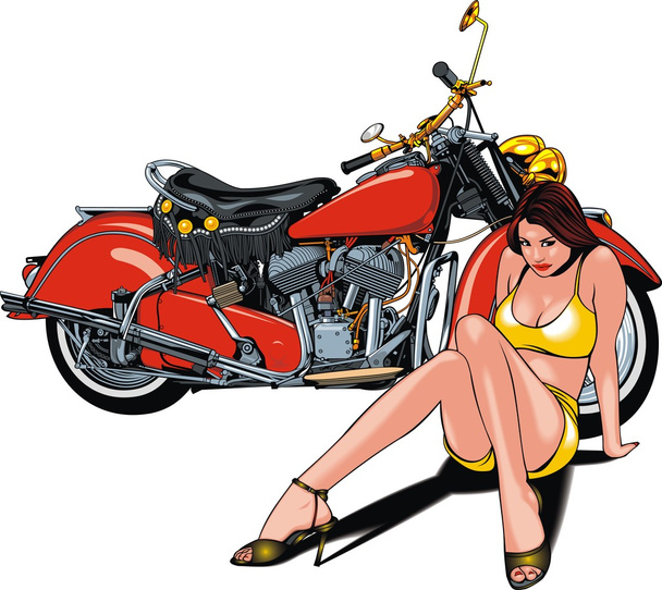 meu projeto original da motocicleta e menina agradável
  - Vetor, Imagem