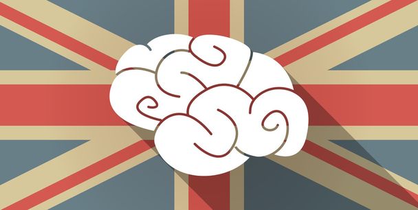 UK flag icon with a brain - Vector, Image