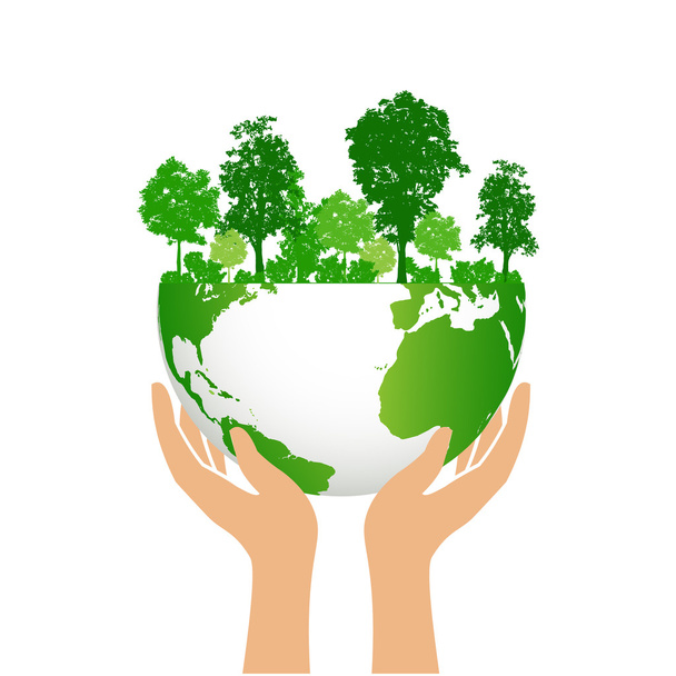 Save energy with green earth ans forest abstract - Vetor, Imagem