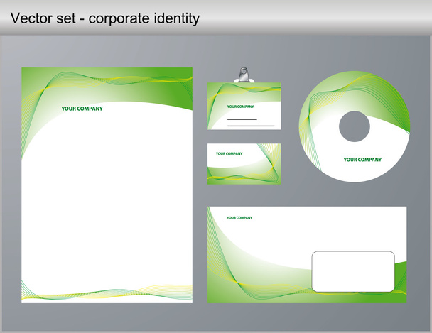 Vector illustration of green corporate identity. Letterhead, bus - Vector, Image
