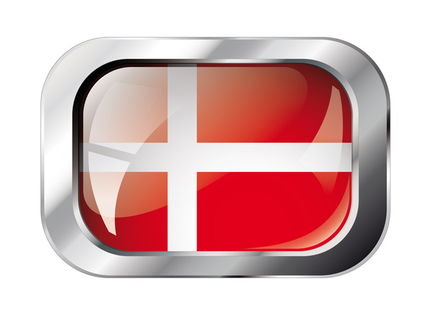Dánia fényes gombra, zászló vektoros illusztráció. Elszigetelt absztrakt - Vektor, kép