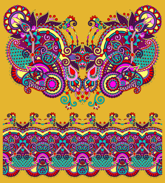 dekolt ozdobny haft kwiatowy wystrój projektowanie mody - Wektor, obraz