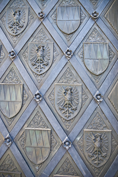 Крупним планом зображення стародавніх залізних металевих дверей з орнаментом
 - Фото, зображення