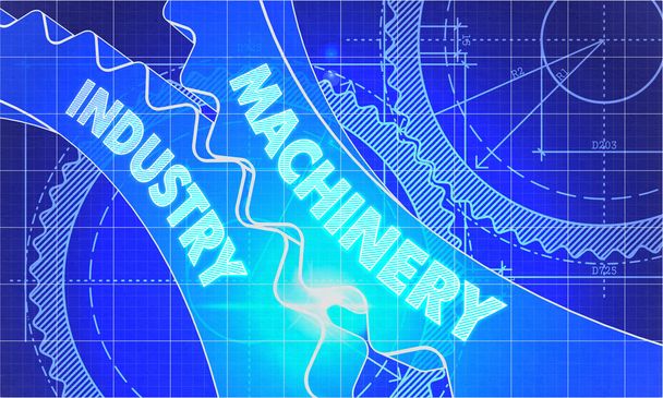 Machinery Industry on the Gears. Blueprint Style. - Photo, Image