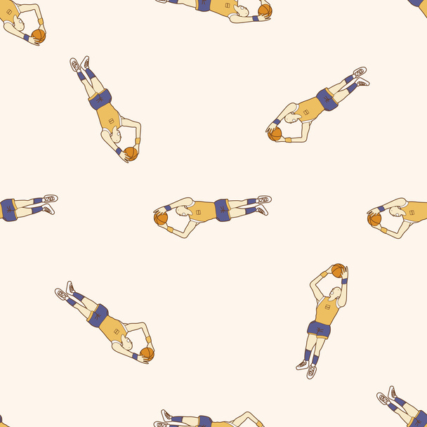 basketball player , cartoon seamless pattern background - Wektor, obraz