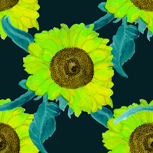 Aquarel zonnebloem naadloze zomer patroon  - Vector, afbeelding