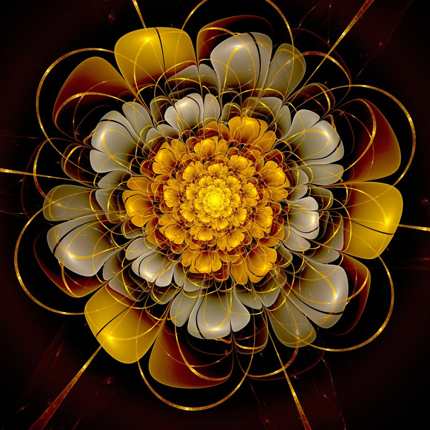 Dark gold fractal flower pattern - Photo, Image