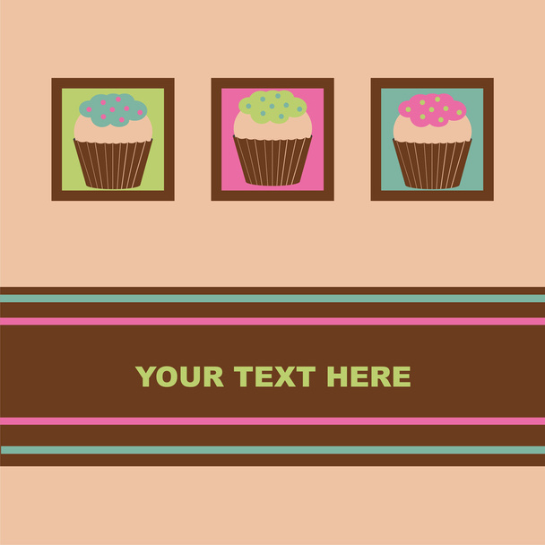 Színes sütemények kártya - Vektor, kép