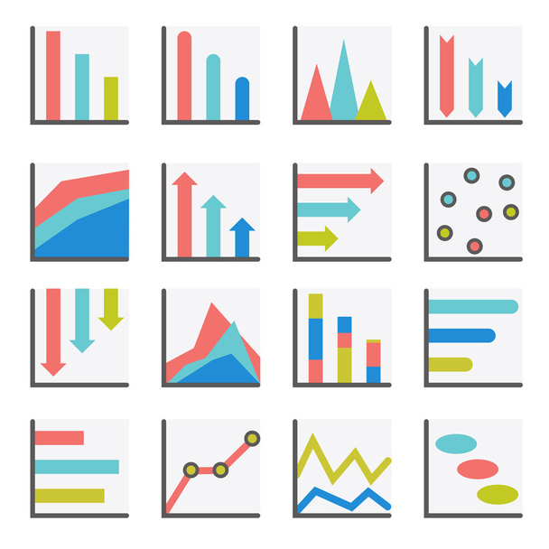 Set of flat minimalistic charts, graph, diagrams. Infographics vector. - Vector, Image