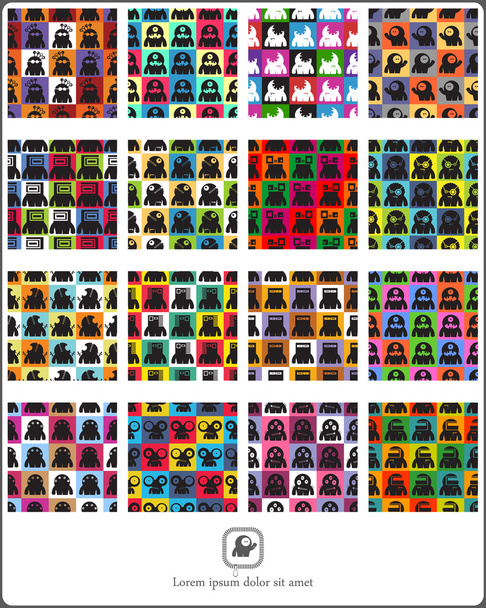 Set of monsters - seamless pattern. - Vector, Image
