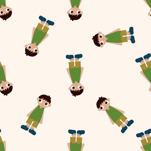 family boy character , cartoon seamless pattern background - Vector, afbeelding