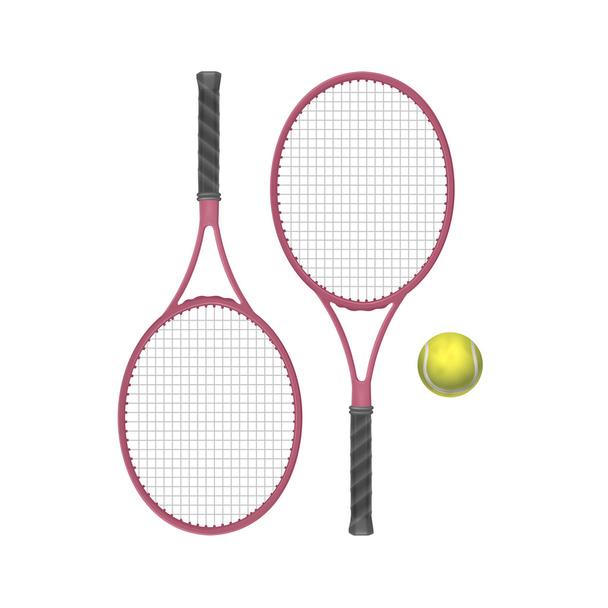 Vektorové tenisové rakety s míčem - Vektor, obrázek