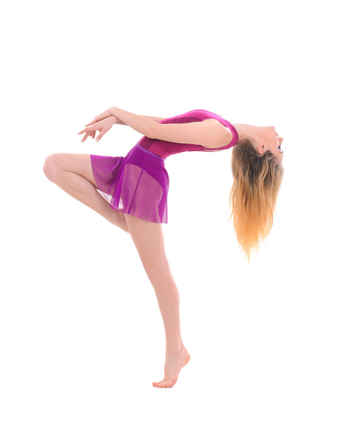 若い魅力的な柔軟な女性ダンサー - 写真・画像