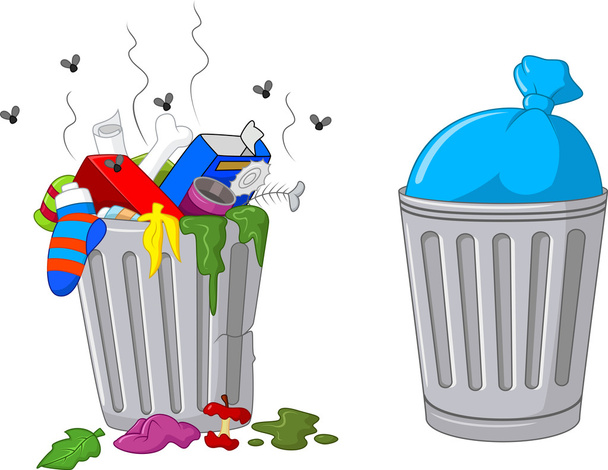 Cartoon trash can - Vector, Image