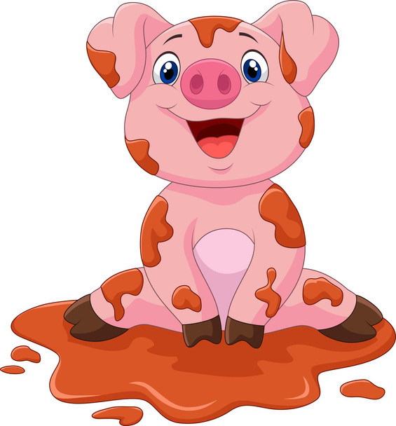 Cartoon cute baby pig - Vector, Image