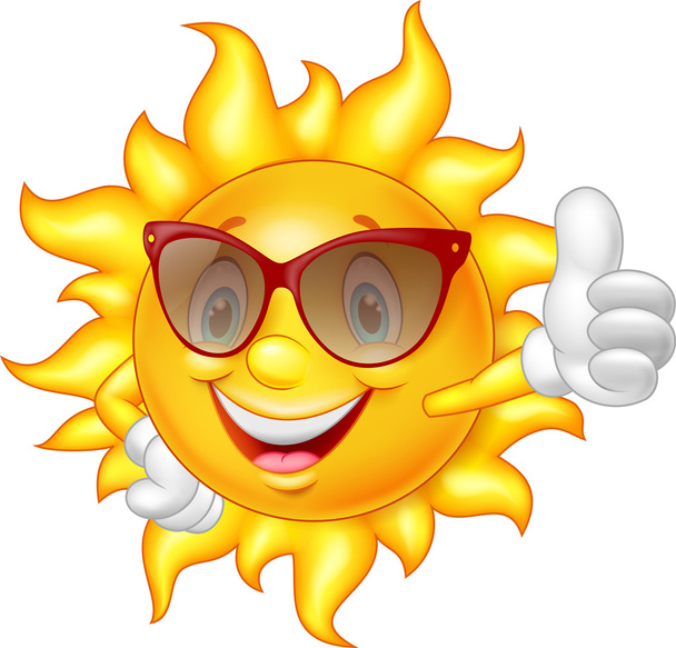 Cartoon sun giving thumb up - Vector, Image