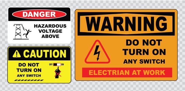 high voltage or electrical safety signs - Vector, Image